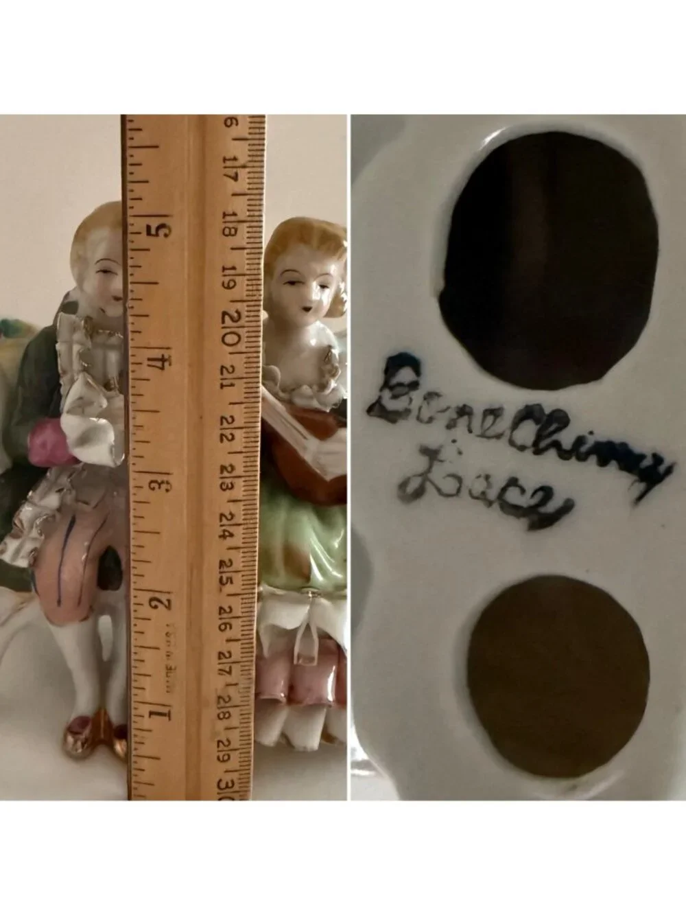 Vintage Bone China Lace Musical Couple Figurine Mandolin Players Hand Painted Po - Picture 11 of 15